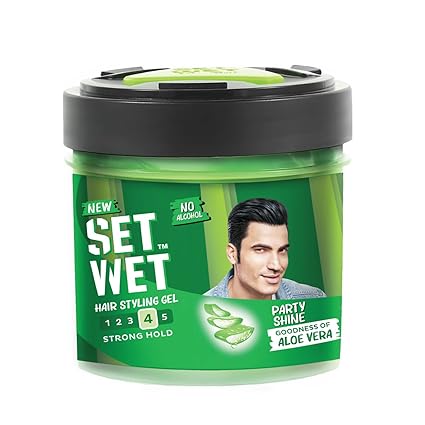 Set Wet Styling Hair Gel for Men - Party Shine, 250gm | Strong Hold, High Shine |For Short to Medium Hair| No Alcohol, No Sulphate