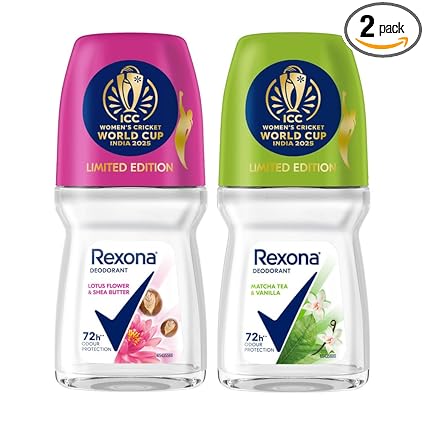 Rexona Lotus Flower & Shea Butter and Matcha Tea & Vanilla Antiperspirant Roll-On | for Women | ICC Womens Cricket World Cup