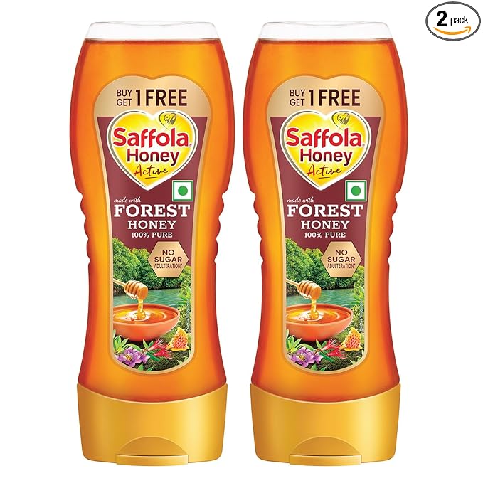 Saffola Honey Active, Made with Sundarban Forest Honey, 100% Pure Honey, No sugar adulteration, Natural Immunity booster, 2 x 350g