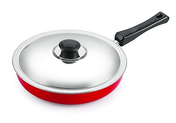 Nirlon Non Stick Aluminium FryPan/Frying Pan/Pasta Pan 24cm with Steel Lid