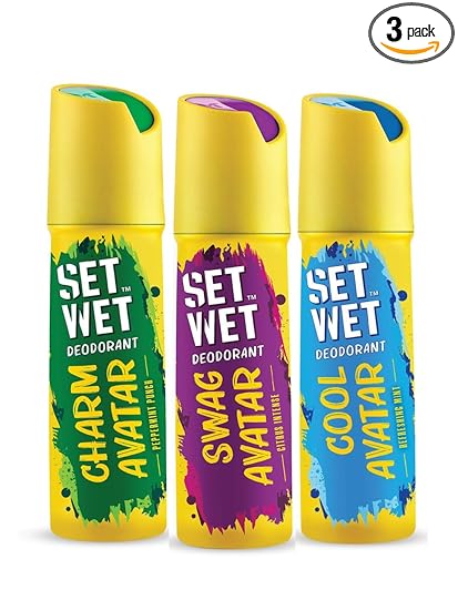 Set Wet Cool, Charm & Swag Avatar Deodorant & Body Spray Perfume For Men,Pack of 3,180 ml Each