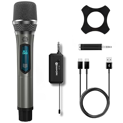 DIGIMORE Wireless Microphone | 6Hrs Battery | 160ft Range | Type-C Charging | Built-in Display |2400 MHz Cordless Mic for House Parties, Outdoor Party, Singing, Classroom, Church (D-340)
