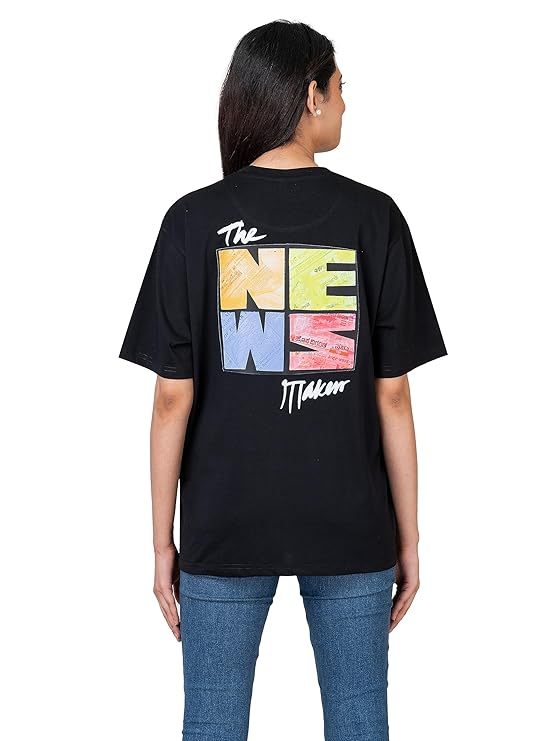 INDYSOUL Women/Girls Casual Supercombed Biowashed Cotton Qversize Tshirt