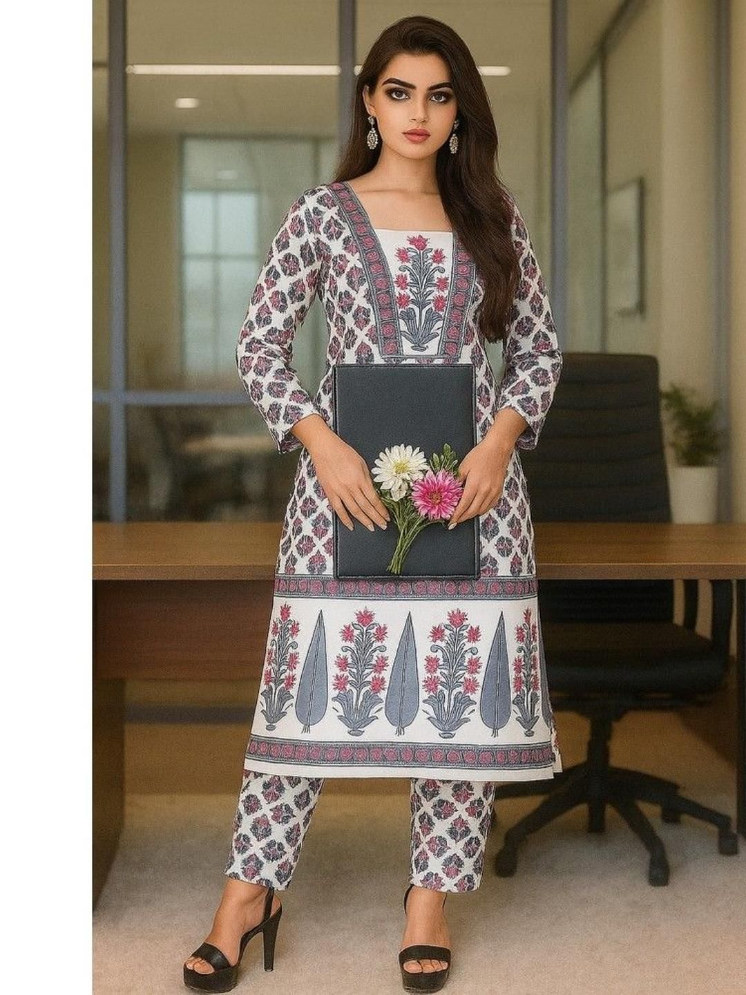 Women Floral Printed Kurta with Trousers