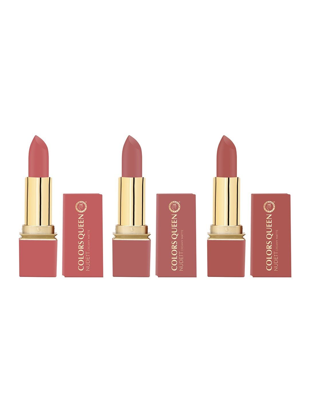 Set Of 3 Nudeit Creamy Matte Bullet Lipstick - Soft Nude Trio 04