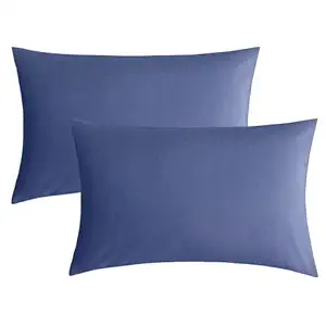 Soft Pillow Covers 21 x 32 Inches - Egyptian Cotton 600 Thread Count Set of 2 Pillow Cover Set Envelope Closure Hotel Quality Pillowcase - Medium Blue