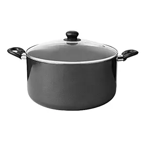 Fackelmann Quartz Nonstick Biryani Pot, Handi Casserole W Glass Lid 30Cm | Greblon German Technology | Non-Toxic Pfoa & Bpa-Free | Induction Base- All Stoves | Anti-Scratch, Cool Handle |Black,10 L