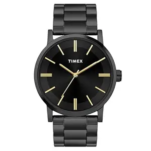 TIMEX Analog Watch for Man with Black Round Dial & Black Stainless Steel Bracelet Band Water Resistant Men's Wrist Watches - TWHG35SMU09