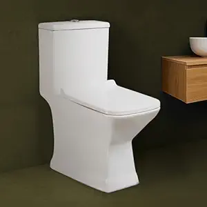 Hindware Italian Collection Prima One-piece EWC for Bathroom | S-220 Trap | Made of Ceramic | 10-year Warranty | Wash Down Flushing | Water Saving Feature | Soft Close Seat Cover