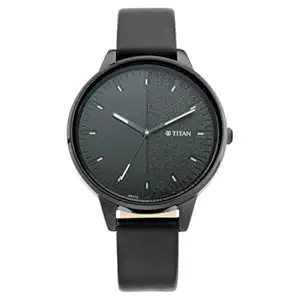 Titan Ladies Workwear Quartz Analog Precision Simplicity Gradient Black Dial Black Leather Strap Watch for Women - NT2648NL01