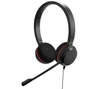 Jabra Evolve 20 Stereo Headset with noise canceling mic, Connect to Mobile/Tablet via USB-C/A, Lightweight Headband