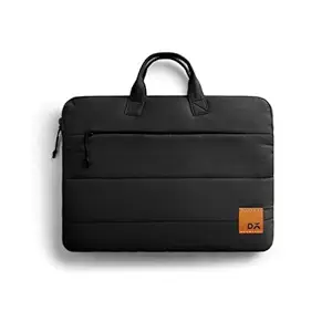 DailyObjects Stria Pro Laptop Bag with Handle| Recycled Durable Polyester | Compatible with Laptop/MacBook Air/Pro Upto 15 Inch| Water Resistant|Padded Compartment with Zip Closure -Black