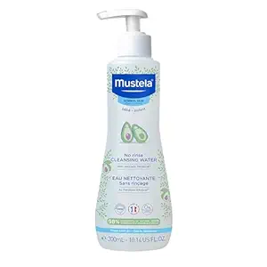Mustela Baby Cleansing Water - 300ml | No-Rinse Micellar Water for Face, Body & Diaper Area | Natural Avocado & Aloe Vera | Gentle & Hypoallergenic Baby Cleanser