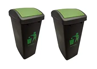 Cello Plastic Garbage Swing-Lid Dustbin 48 Ltr, (Green & Green) COMBO