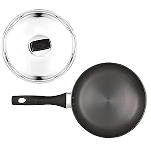MILTON Pro cook Induction Cookware & Gas Stove Friendly Hard Anodized Non-Stick Fry Pan 26 cm/2.2 Litre | Stainless Steel Lid Fry Pan for Stir-Fry | Omelette Pan | Fish Frypan | 3 Year Warranty