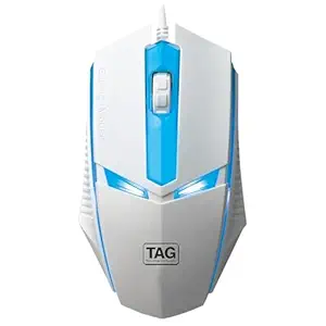 TAG EVE Wired Optical Mouse White USB Interface, 1000 DPI High Precision Sensor, 3 Button Control, Breathing LED Light, Lightweight & Portable Design, for PC Laptop Desktop – for Windows Mac Linux