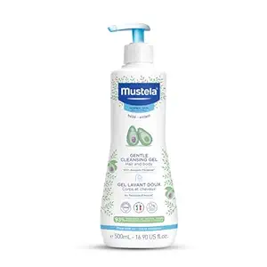 Mustela Gentle Foaming Cleansing Gel for Baby & Child Daily Use Body & Hair Wash Avocado Perseose, Vitamin B5 Moisturizes & Soothes Delicate Skin 500ml