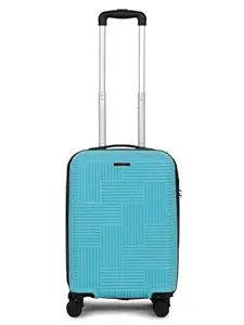 Teakwood Andaman Textured Zigzag Stripline Unisex Check-in Hardside Cabin Trolley Bag with Secure Number Lock System 360 Degree Rotating 8 Wheels (56 CM, Sky Blue)