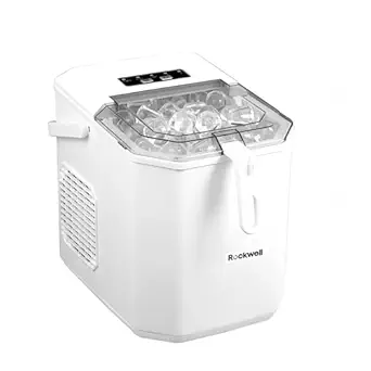 Rockwell IM12WP Countertop Ice Maker Machine|9 Bullet Ice Cubes in 8-10 Minutes| 1 year warranty| Portable Ice Maker Machine with Self-Cleaning for Home/Kitchen/Office/Party White