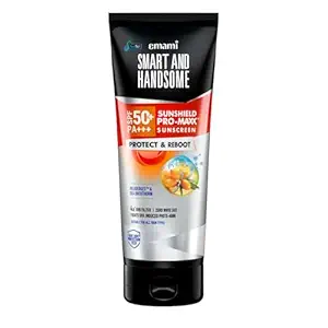 Smart And Handsome Sunshield Promaxx Sunscreen, Spf 50+ Pa+++, Protect & Reboot, 50g, Sea Buckthorn Extract + Helioedge5u00ae Technology, Zero White Cast, Dermatologically Tested, Suitable For All Skin Types