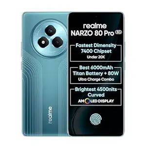 realme NARZO 80 Pro 5G (Racing Green,8GB+256GB) | Segment's 1st MediaTek Dimensity 7400 Chipset | 6000mAh Titan Battery + 80W Ultra Charge | 4500nits HyperGlow Esports Display | IP69 Waterproof