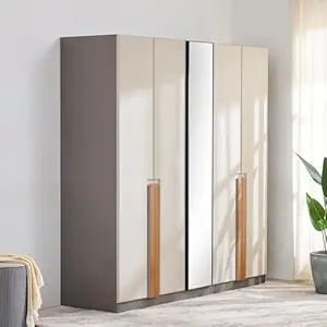Home Centre | Tiffany | Engineered Wood | 4 Door Swing Wardrobes | Beige | 1 Year Warranty