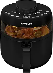 Havells Prolife Crystal Digital Air Fryer 5.5L, 1500W|D 8 Pre-sets| Aerocrisp Technology with 85% Less Oil Cooking| Dehydrator Mode| Auto-Shutoff|See-Through Window| 2Yr Door Step Warranty by Havells