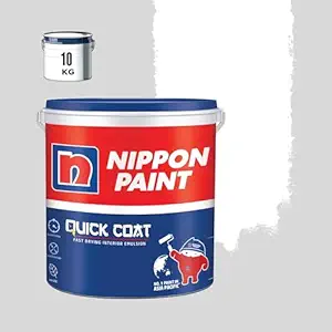 Nippon Paint Quick Coat Interior Emulsion Paint - 10 KG (WHITE)-Quick Drying, Good Coverage, Low VOC-Paint for Wall, Living Room