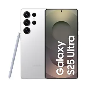 Samsung Galaxy S25 Ultra 5G AI Smartphone (Titanium White/Silver, 12GB RAM, 256GB Storage), 200MP Camera, S Pen Included, Long Battery Life