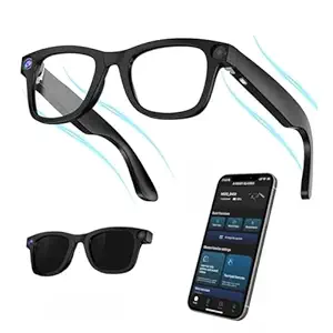 AI Smart Glasses for Men with Camera | Bluetooth Smart Goggles with Open-Ear Audio | Real-Time Translation, Object Recognition & Voice Control | Hands-Free Calling & Music | Dual Mic Noise Reduction
