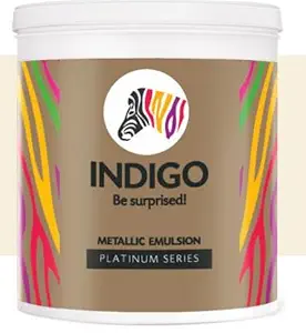 Indigo Metallic Emulsion Platinum Series – Sparkling Metallic Texture Wall Paint | Water-Based | Anti-Fungal & Algae Resistant | Interior & Exterior Use | 1 L 24k Gold