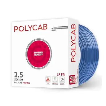 Polycab Primma 90m, 1sqmm. Heat Resistant Eco Friendly Lead free PVC insulation Mositure resistant Flame Retardant 99.97% Electrolytic Grade CopperBlue