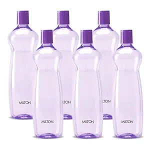 MILTON Pacific 1000 Water Bottle 1 Litre each, set of 6, Purple I PET Food Grade I BPA Free, Leak Proof I Wide Mouth, Easy To Clean I Fridge Bottles for Home, Office, Gym