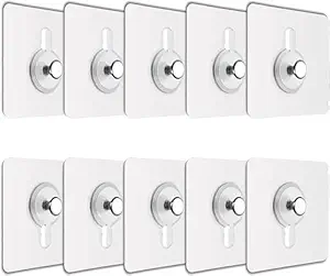 JIALTO Plastic 10 Pcs Self Adhesive Wall Hooks - Heavy Duty Transparent Hook for Photo Frames, Wall Clocks, Keys - No Damage, Easy Installation