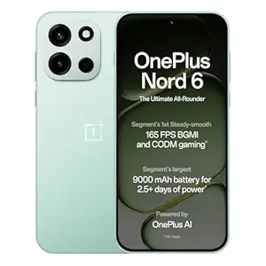OnePlus Nord 6 | 8GB+256GB | Fresh Mint | Snapdragon 8s Gen 4 | Segment's First Stable 165FPS Gaming | Segment's Largest 9000mAh Battery | Most Complete IP Rating | Personalized AI