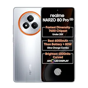 realme NARZO 80 Pro 5G (Speed Silver,12GB+256GB) | Segment's 1st MediaTek Dimensity 7400 Chipset | 6000mAh Titan Battery + 80W Ultra Charge | 4500nits HyperGlow Esports Display | IP69 Waterproof