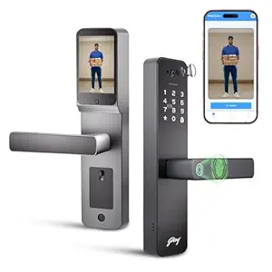 Godrej Smart Lock | Neo Pro View Digital Lock for Wooden Doors with Camera, View Screen, Wi-fi | Mobile App | Built-in Doorbell I 7 in 1 Access I 3 Yr Warranty I Free Installation