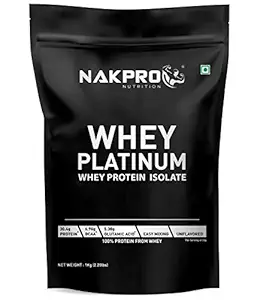 NAKPRO NUTRITION Platinum Whey Protein Isolate | 1kg Unflavoured | 31g Protein| Trustified Certified
