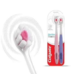 Colgate Gentle UltraFoam Ultra Soft Bristles Manual Toothbrush for adults, 2 Pcs, Soft Bristles for Superior Clean, Assorted