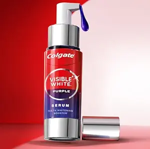 Colgate Visible White Purple Teeth Whitening Serum, 40ml Mint & Yuzu Flavour, Instant Brightening Purple Serum for Whiter Smiles