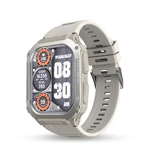 Pebble Bravo 1.99" (5.05 cm) Infinite Display, Bright HD Display 600Nits BT Calling, One Time BT Connect, 520 mAh Battery, Health Suite, Multi Sports Mode, Rugged Built - Military Grey