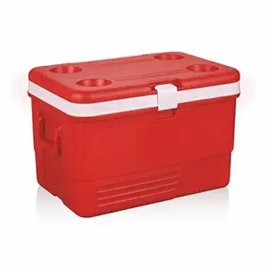 Aristo Insulated Chiller Ice Box with Cup Holder | Standard Size for Travel Party Bar Ice Cubes | Cold Drinks | Medical Purpose |35 Litre, Red