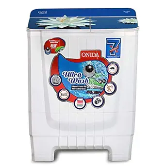 Onida 8 kg 5 Star Ultra Wash, Hydraulic Designer Glass Lid Semi Automatic Top Load Washing Machine (S80GS)