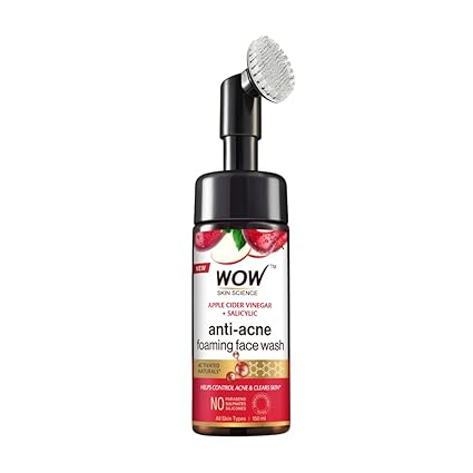 WOW Skin Science Apple Cider Vinegar Foaming Face Wash - No Parabens, Sulphate & Silicones (with built-in brush)