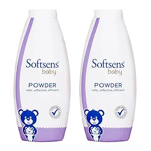 Softsens Baby Powder 200g each (Pack of 2 x 200g) | Ideal For New Borns and Infants | Mild Scent with Clove Leaf Oil | Absorbs Excess Moisture, Reduces Chafing | Dermatalogically Tested & Paraben, SLS & SLES Free