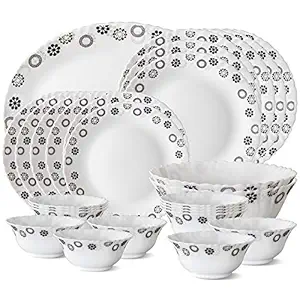 Larah by BOROSIL Universe Opalware Dinner Set, 27-Pieces, White