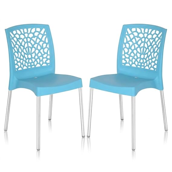 Nilkamal Plastic Chair for Cafe |Set of 2 | 3 Year Warranty | For Home, Living Room, Outdoor | Blue Colour | NS19SS