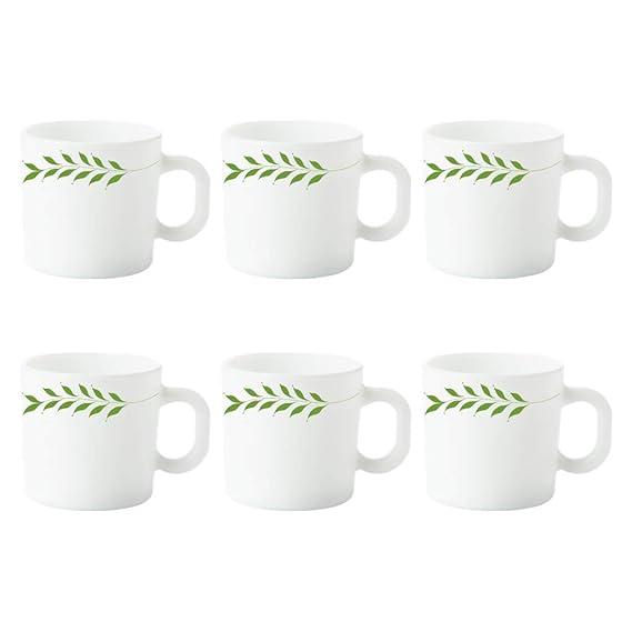 Larah by BOROSIL Botanica Opalware Mug Set (White) - 6-Pieces