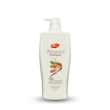 Dabur Almond Shampoo - 650 ml | For Nourished & Smooth Hair | Intense Nourishment | Helps in Hair Strenghtening | With Almond-Vita Complex & Milk Extracts