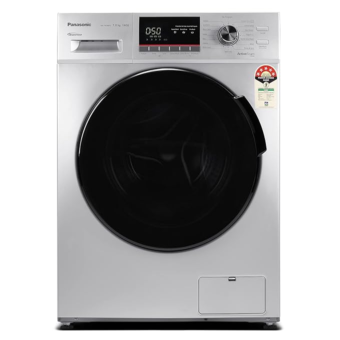 Panasonic 7 kg 5 Star Inverter Fully Automatic Front Loading Washing Machine (NA-147MF1L01, Silver)